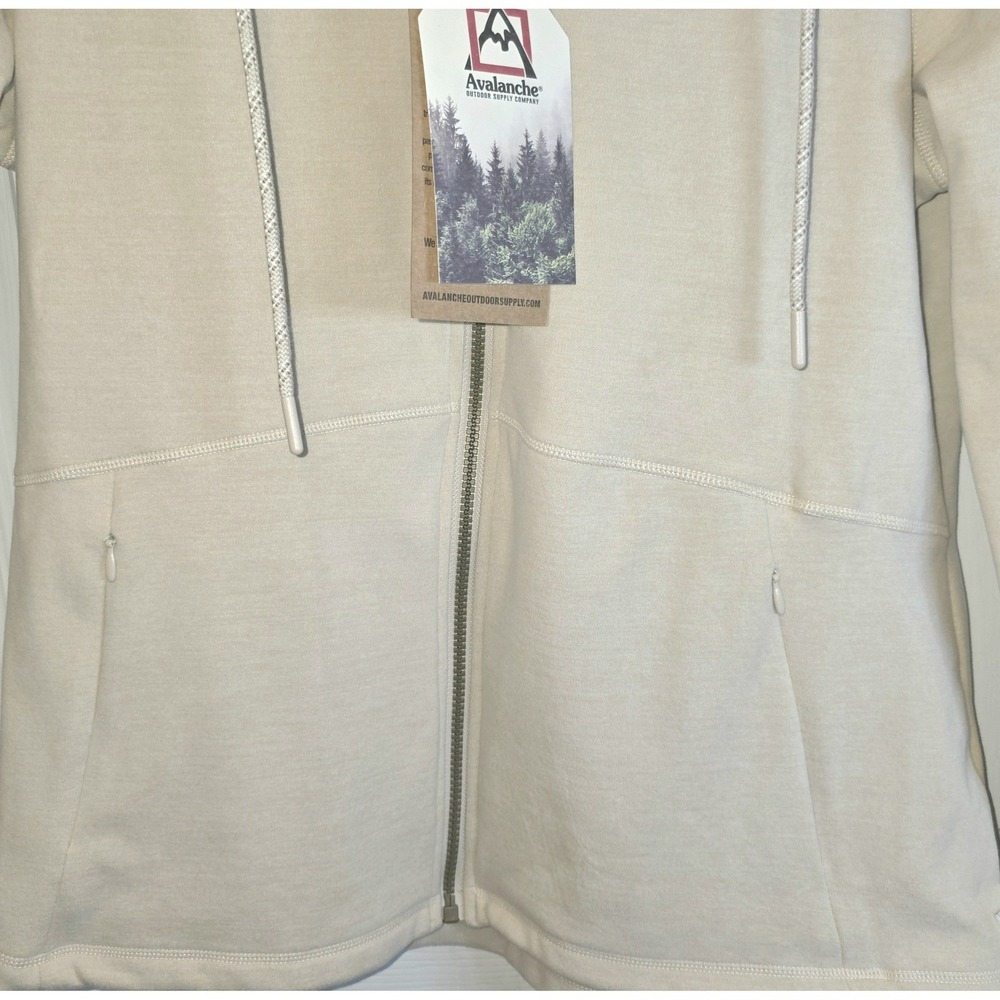 Avalanche Double Peached Hoodie Full Zip Jacket Womens Large Beige Fleece $98 - Picture 12 of 12